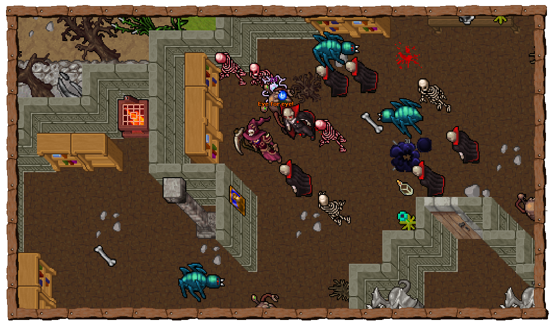 A player facing monsters inside a dungeon in Midhem Online