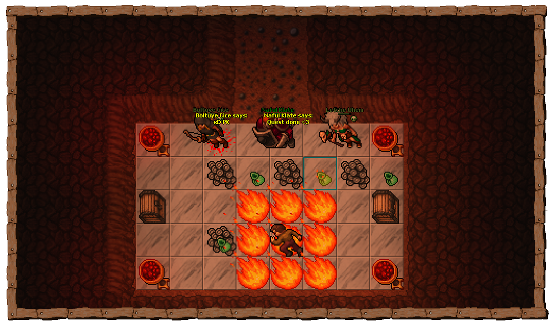 Players completing a fiery dungeon encounter